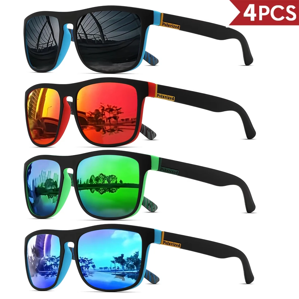 1-4PCS Men Classical Square Po - Fishing Sunglasses Polarized incelemesi ve fiyatı