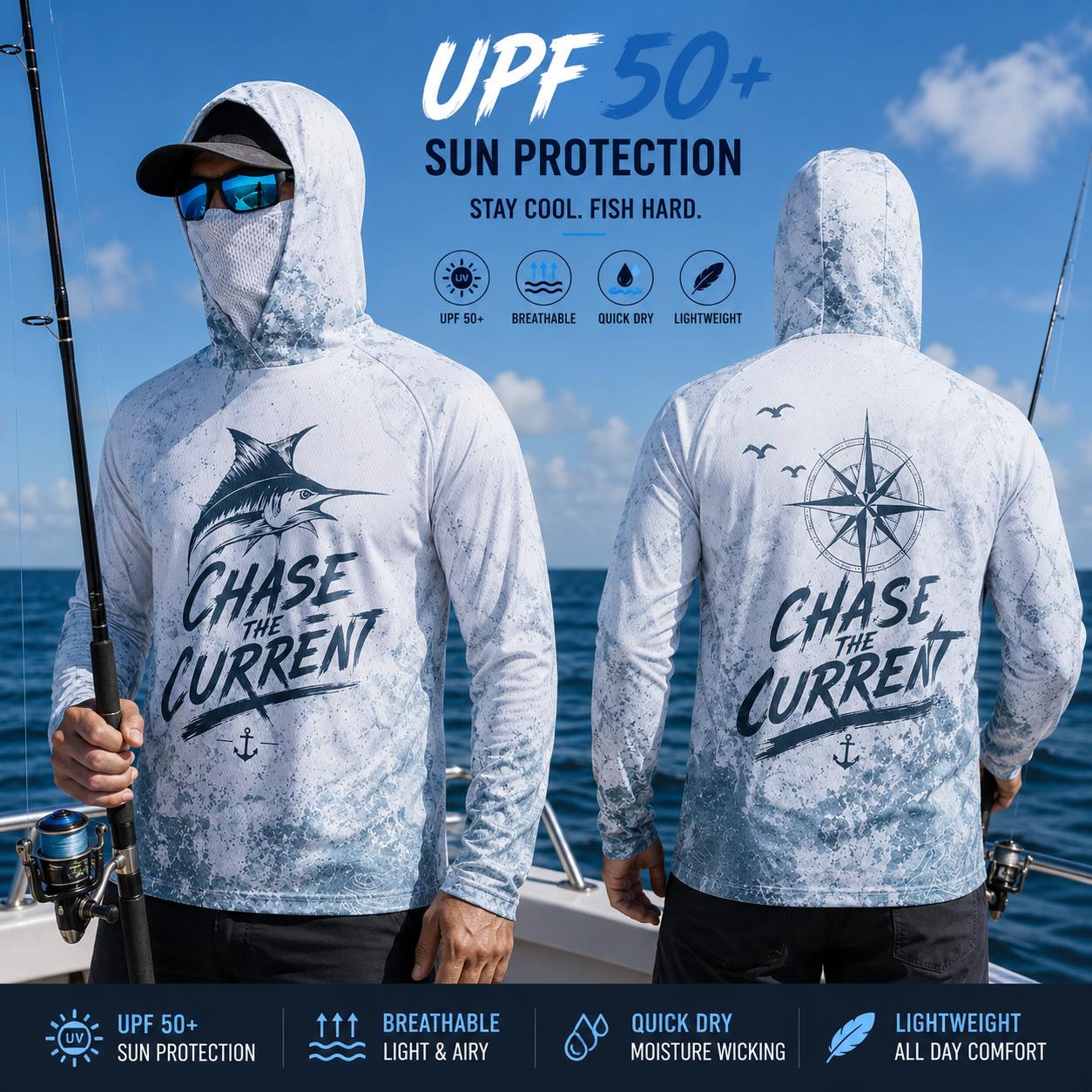 Fishing Hoodie Shirt Men Long  - Fishing Mask Sun Protection incelemesi ve fiyatı
