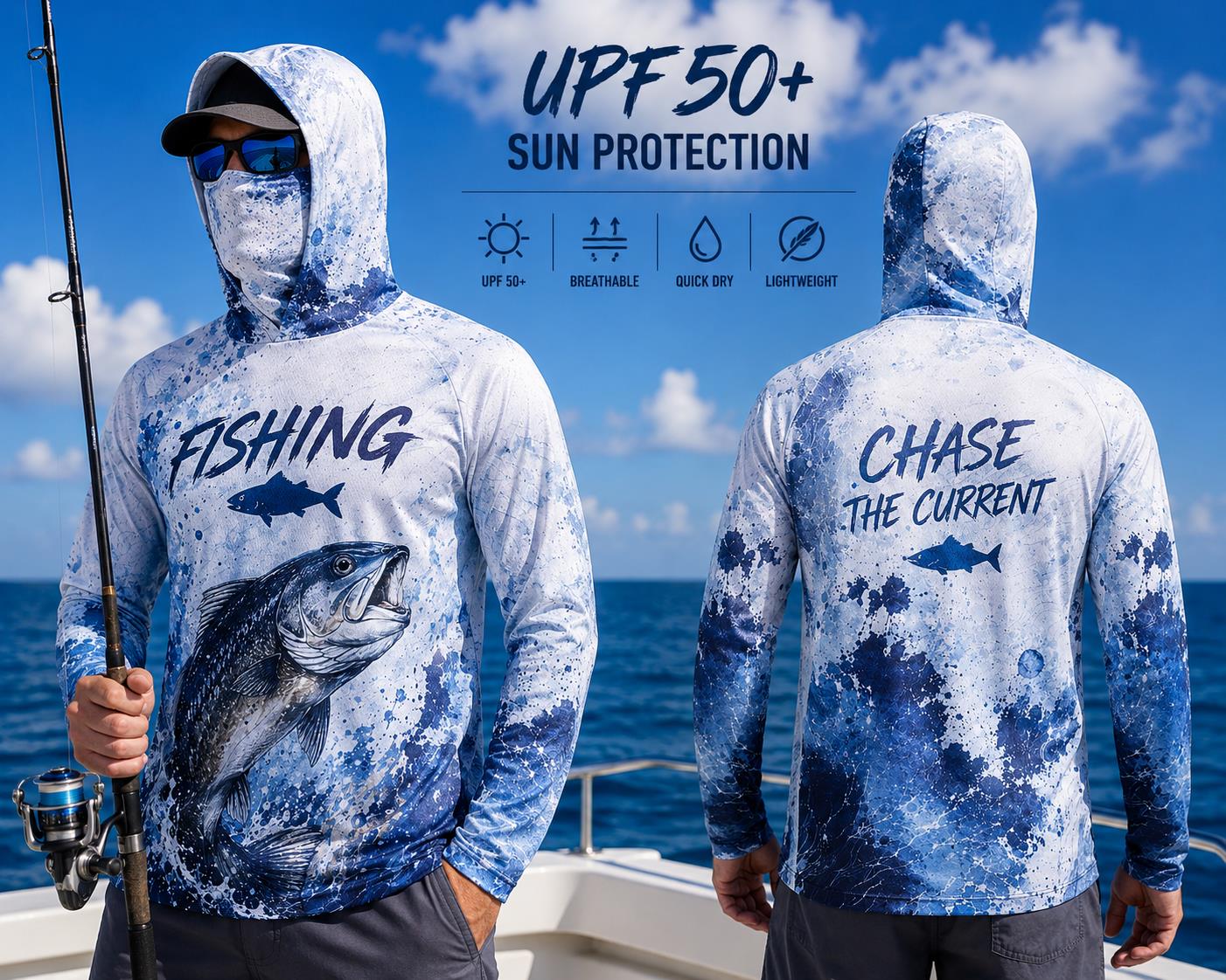 Fishing Hoodie Shirt Men Long  - Fishing Mask Sun Protection incelemesi ve fiyatı