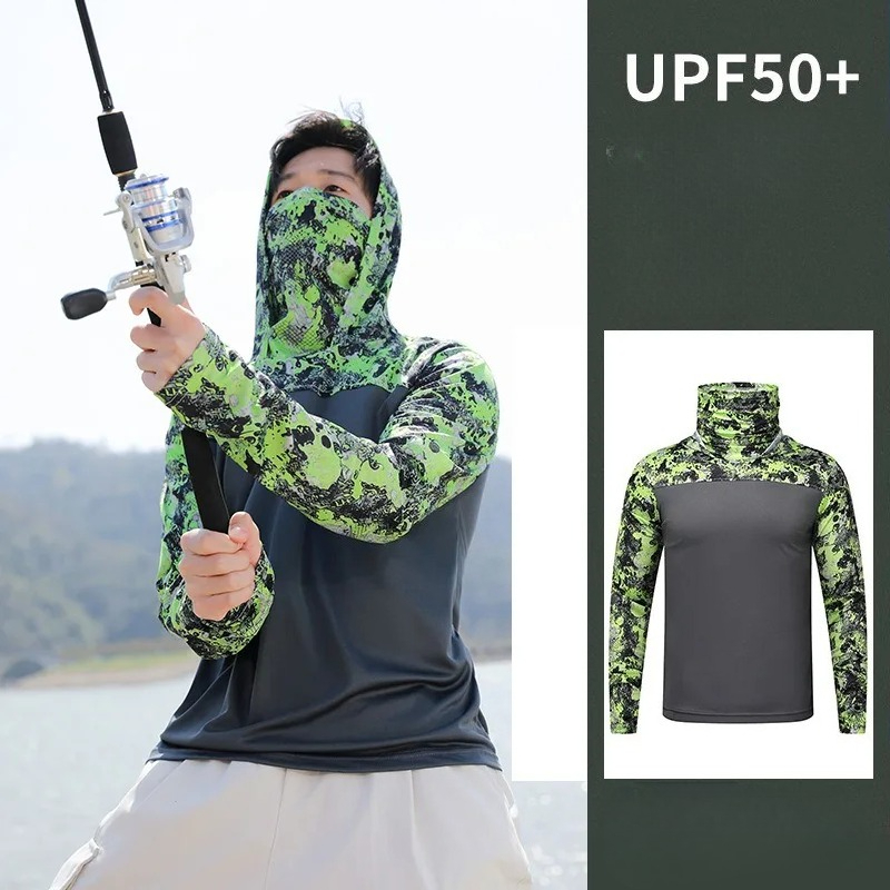 Fishing Shirt Hooded Men Sunsc - Fishing Mask Sun Protection incelemesi ve fiyatı