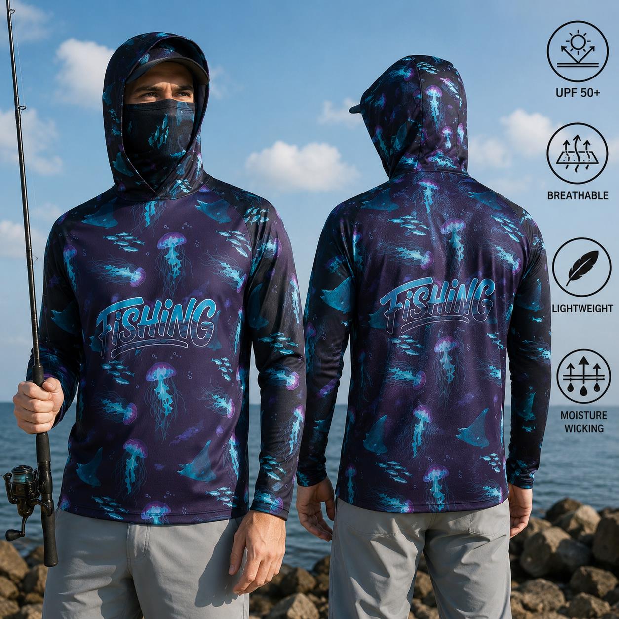 Fishing Shirt Hooded Men Fishi - Fishing Mask Sun Protection incelemesi ve fiyatı