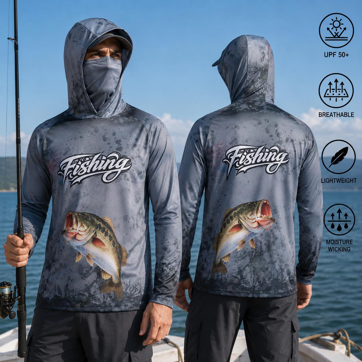 Fishing Shirt Hooded Men Fishi - Fishing Mask Sun Protection incelemesi ve fiyatı