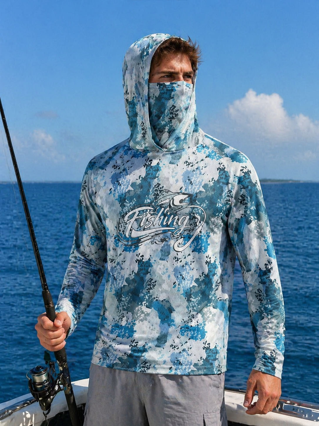 Fishing Shirt Hooded Men Fishi - Fishing Mask Sun Protection incelemesi ve fiyatı