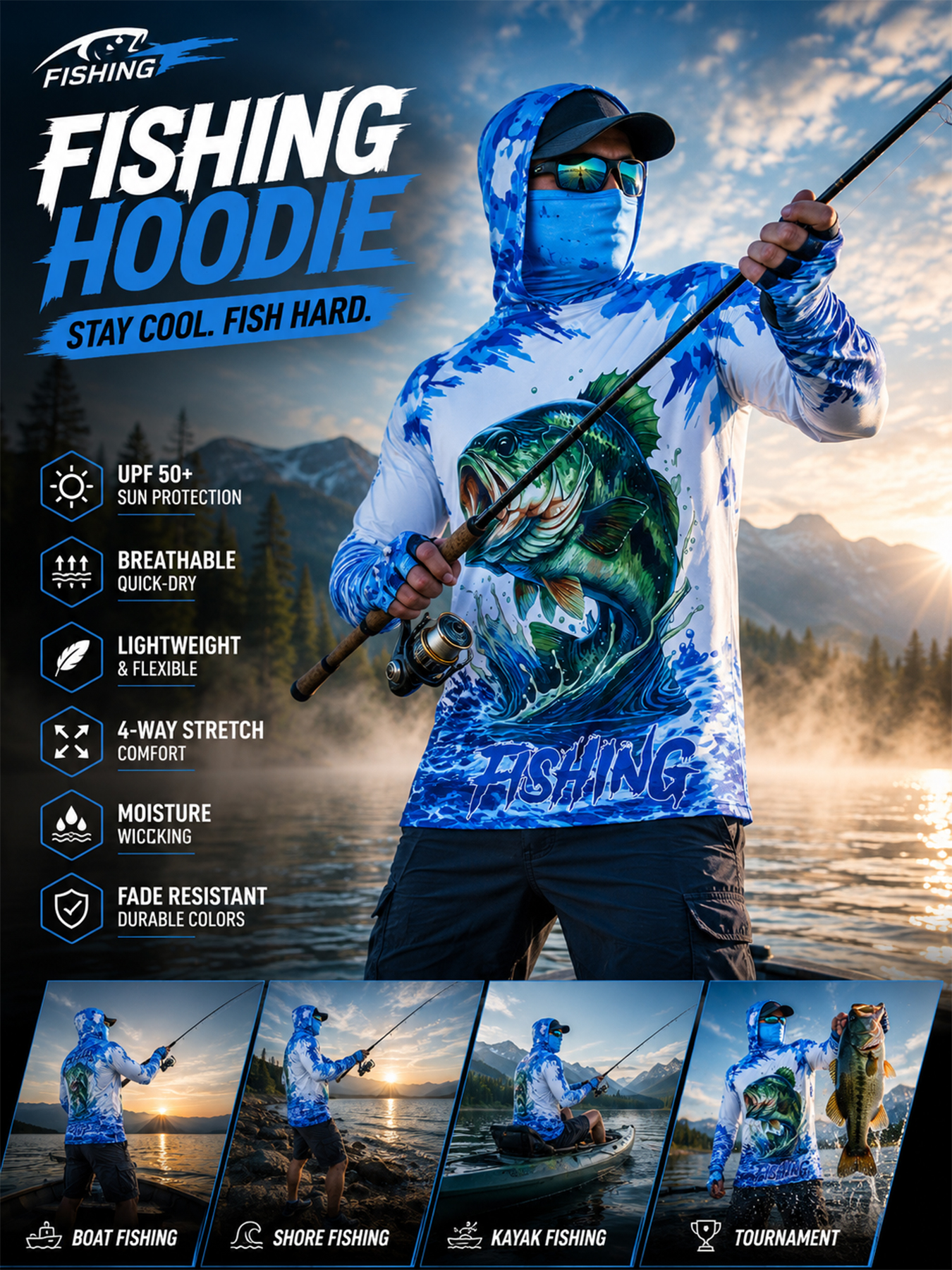Fishing Hooded Shirt Upf 50 Fi - Fishing Shirt Uv Protection incelemesi ve fiyatı