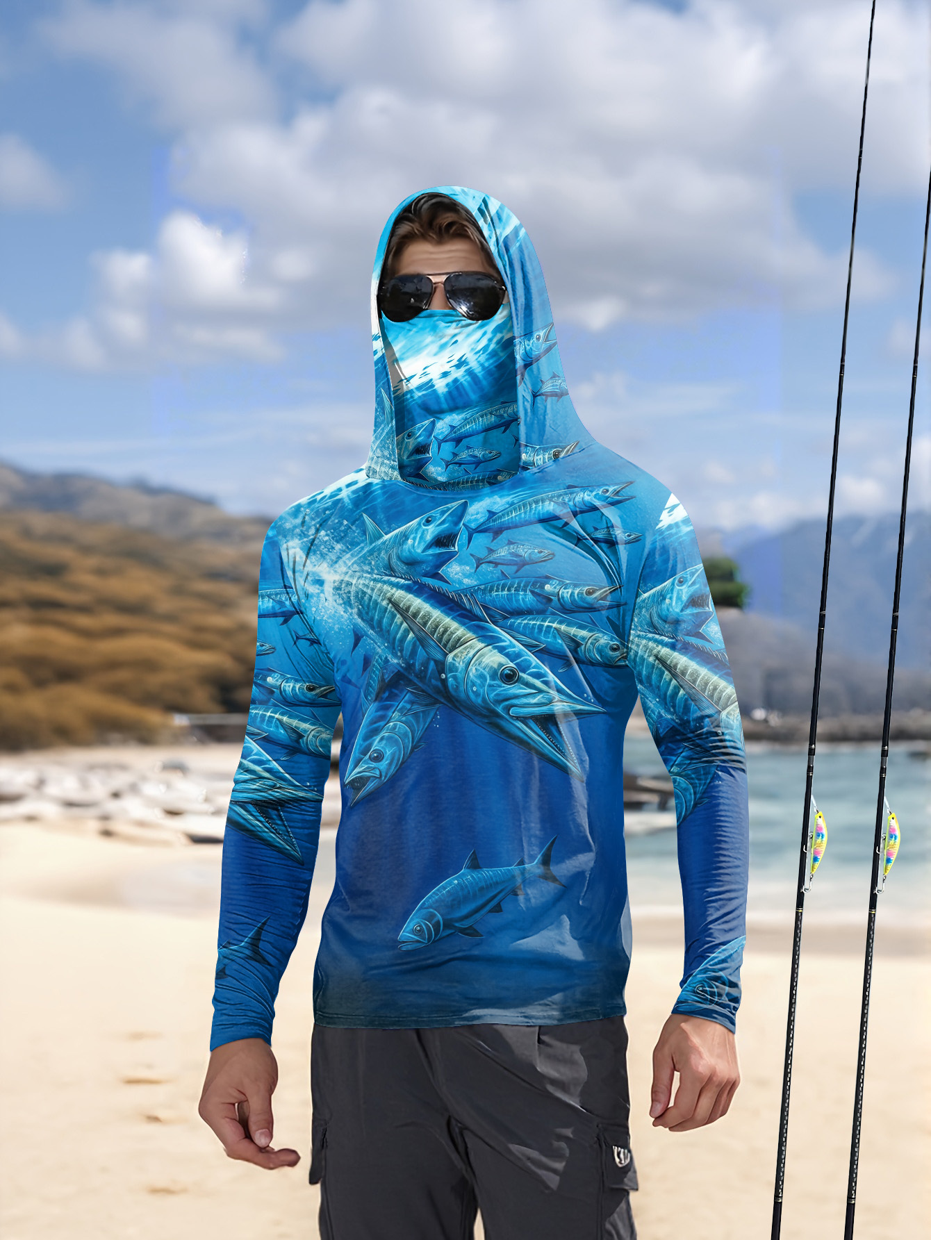 Men Hood Fishing Shirt long sl - Fishing Shirt Uv Protection incelemesi ve fiyatı